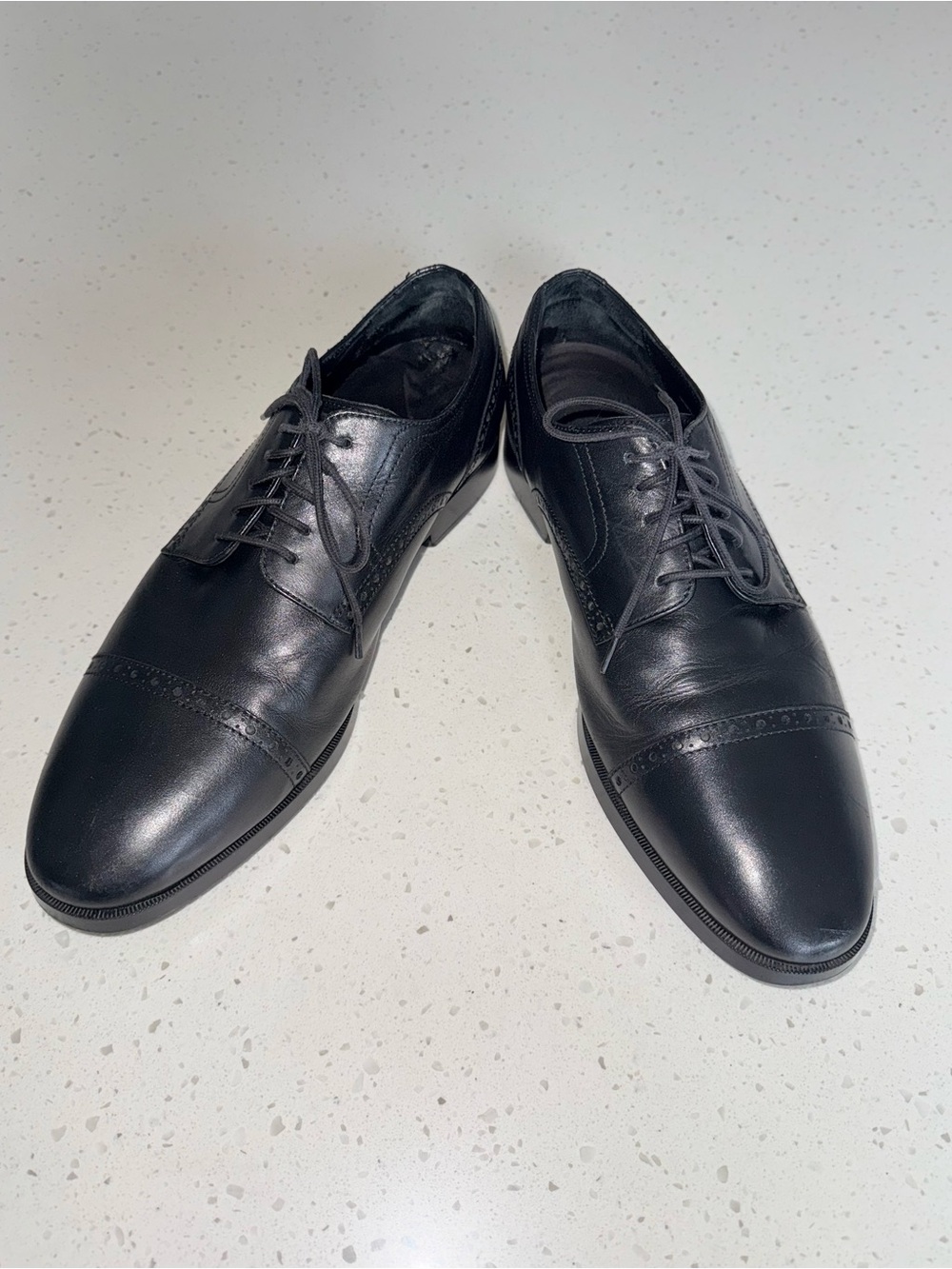Cole Haan Black Leather Cap-Toe Oxfords